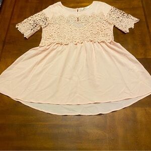 ANDREE BY UNIT Blush Pink Boho Dress w/ Lace Sleeves Size Small